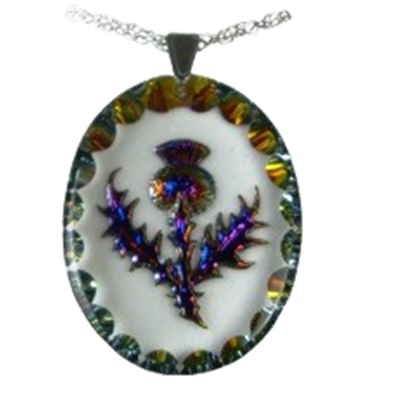 Heliotrope Oval Thistle Crystal Pendant - Medium