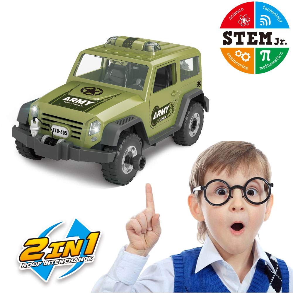 Limei STEM Jeep Car Toy Take Apart Toy Car Off Road Vehicle with Electric Drill Building Car Toy Set with Realistic Lights and Sound for Toddler Kid Baby Supply by Noble Toys Factory