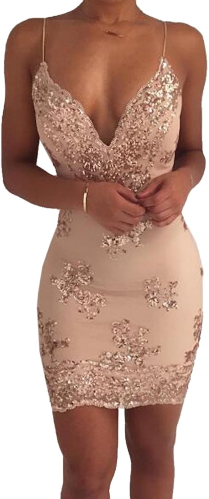 Rückenfreies Pailletten Kleid