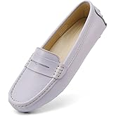 Artisure Women's Classic Comfort Leather Penny Loafers Casual Slip-Ons Lightweight Walking Flats Driving Mocs Boat Shoes