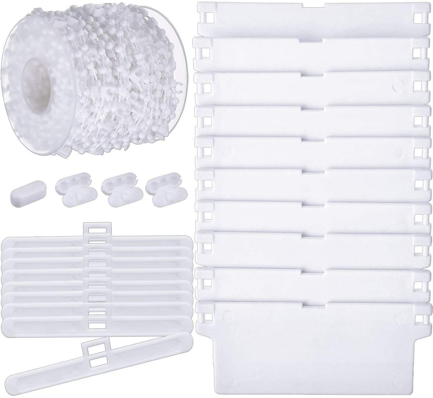 KAHEIGN 35Pcs Vertical Blind Accessories, 10M Bottom Chain and 10Pcs Chain Connector, 12Pcs 89mm Vertical Blind Top Hangers, 12Pcs Bottom Weights Slats - for 3.5 Inch/89 mm Verticals Blinds