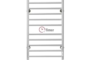 HOGDSEIRRS JSLOVE Towel Warmer Wall Mounted Heated Towel Racks with Built-in Timer, Plug-in/Hardwired Stainless Steel Hot Towel Rack, Heated Drying Rack Brushed Polish (Silver, 10 Bars)