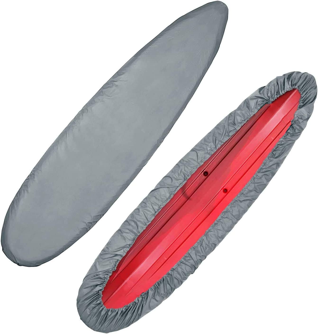 POFET Professional Waterproof Kayak Canoe Cover, Outdoor Storage Dust Cover UV Sunblock Shield Protector for Fishing Boat/Kayak/Canoe (Fit for 10.2-11.5ft Kayak)