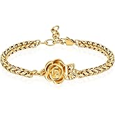 shajwo Cremation Jewelry Rose Flower Urn Bracelet for Human Ashes for Women Girl Adjustable Memorial Keepsake Link Bracelet
