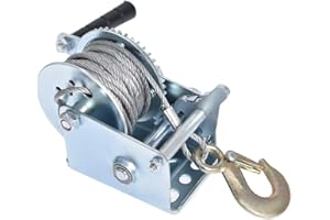 findmall Heavy Duty Hand Winch 600Lbs Hand Crank Strap Gear with 8m Steel Wire Manual Operated Two-Way Ratchet Boat Trailer Marine for Loading Boats Personal Watercraft and Lawn Equipment