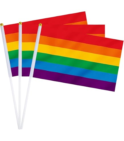 Anley Juego de banderas de escritorio Rainbow Deluxe – Bandera de escritorio LGBTQ miniatura de 6 x 4 pulgadas con poste sólido de 12 pulgadas – Color vivo y resistente a