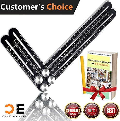 Chaplain East Universal Angularizer Ruler - Angle Measurement Tool - Aluminum Alloy Right Angle Ruler - Upgraded Full Metal Angleizer Template Tool (Black)