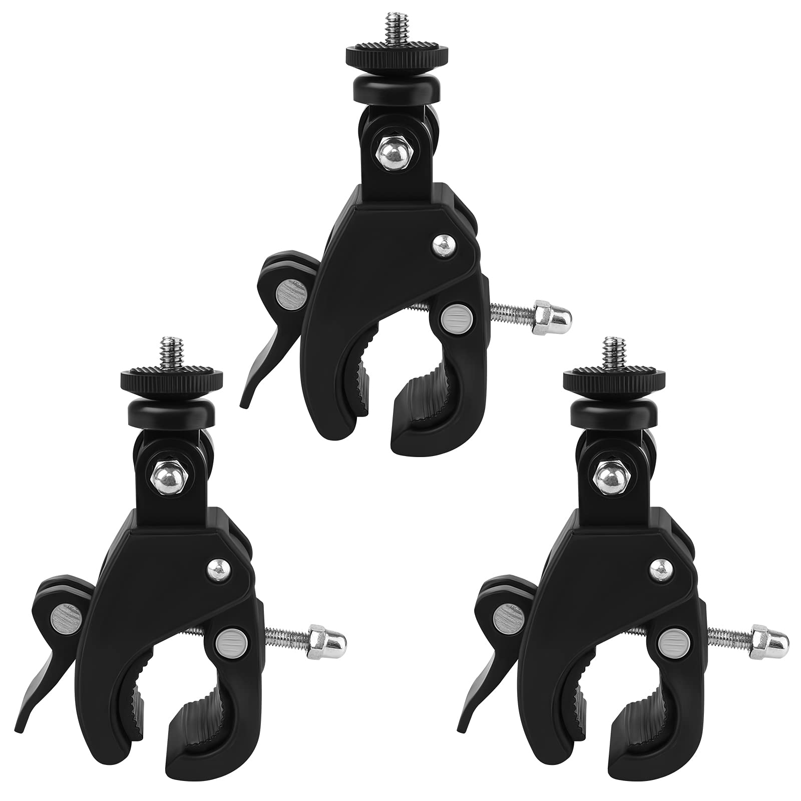 Bubuyun 3PCS Ball Head Clamp Tripod Camera Mount with 1/4 Threaded Head for Bicycle Motorcycle