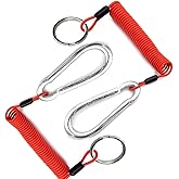 Malloryx 2PCS 6' Breakaway Trailer Cable Trailer Brake Cable RV Stainless Steel Spring Towing Coiled Wire Safety Straps Ground Clip,for Breakaway Switch