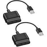 Xahpower 2 Pack PS2 Controller to USB Adapter Converter Cable, Compatible with Sony PS1/PS2 Controller Gamepad to PS3/PC Controller