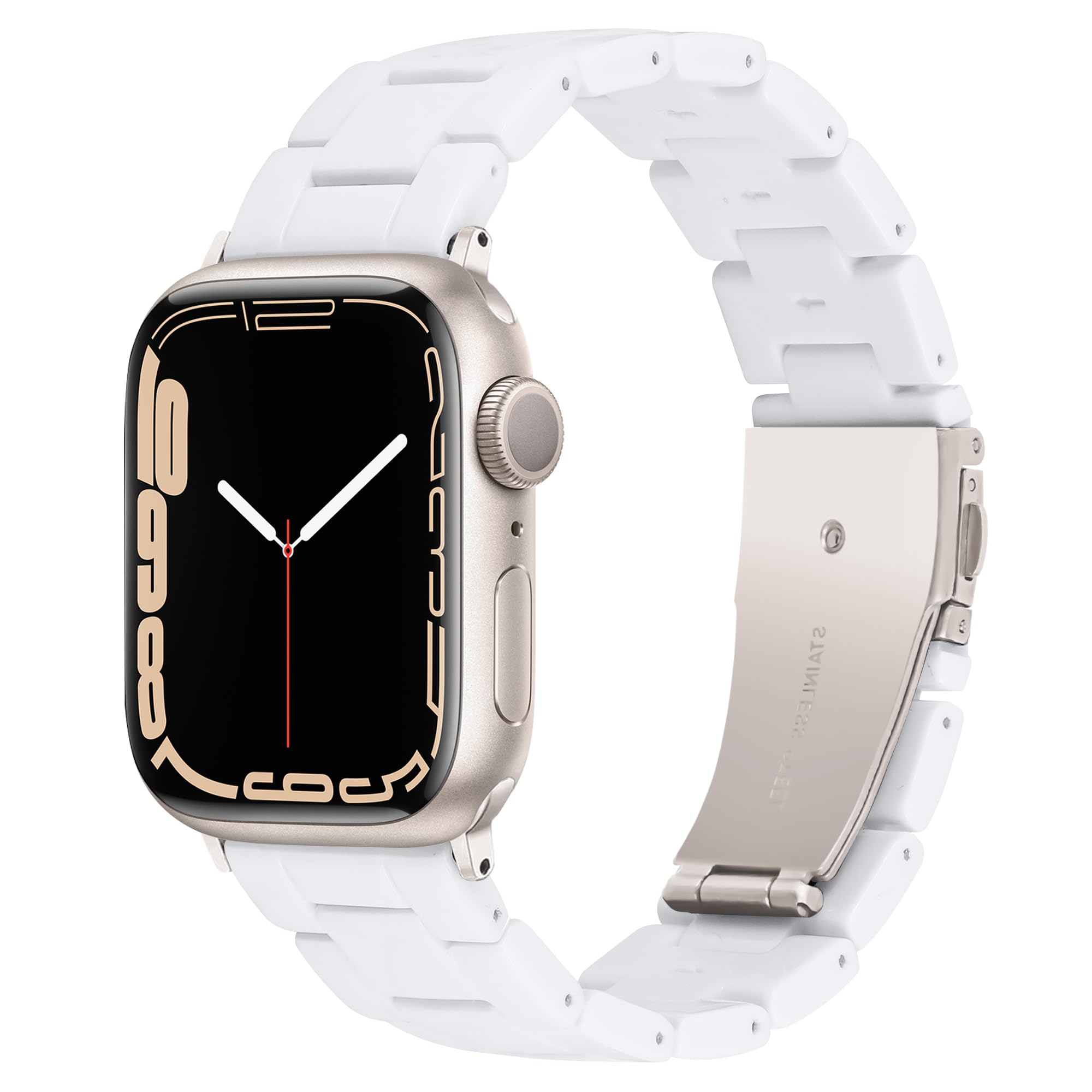 Photo 1 of Light Apple Watch Band Resin iWatch Bands Compatible with Stainless Steel Buckle for Apple Watch Ultra Series 10 9 8 7 SE 6 5 4 38mm/40mm/41mm/(42mm Series 10), 44mm/45mm/46mm/49mm/42mm (Series 3/2/1)