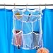 Smooth Trip Hanging Mesh Shower Organizer with Dispenser Pockets, 2 Movable Hanger Hooks and Plastic No-Rust Grommets