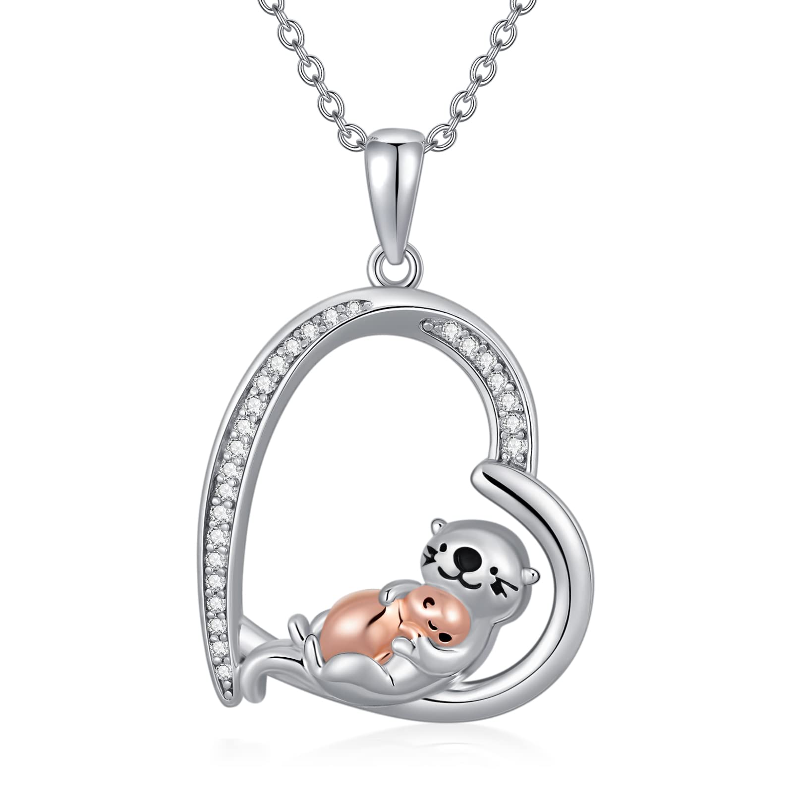 HARMONY BOLA Otter Gifts for Women 925 Sterling Silver Sea Otter Necklace Cute Otter Pendant for Mom Jewellery Gift