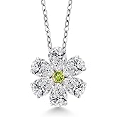 Gem Stone King 925 Silver and 10K Yellow Gold Lab Grown Diamond and Green Peridot Pendant Necklace for Women | 2.17 Cttw | Gemstone April Birthstone | Pear Shape 6X4MM | With 18 Inch Chain