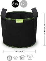 Mactoou 3 Gallon Grow Bags, 5 Pack Non-Woven Fabric for Vegetables view 2