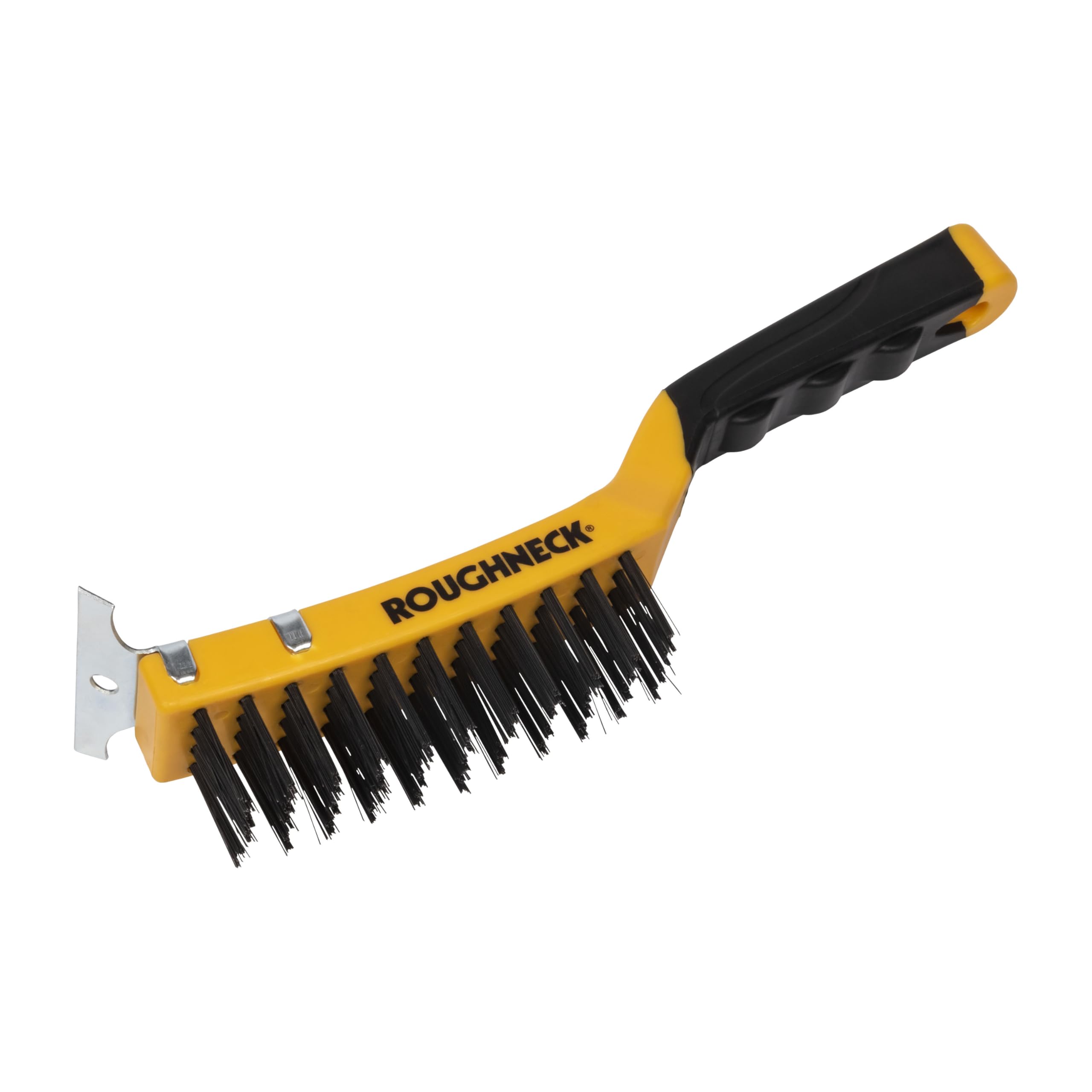 Roughneck ROU52042 Heavy Duty Wire BrRoughneck Heavy Duty Wire Brush with Scraper (300mm) – High-Performance Cleaning Tool with Carbon Steel Bristles & Soft Gripush With Scraper