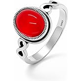 DALEGEM Oval Crystal Gemstone Infinity Ring, Sterling Silver 925, Retro Statement Knot Ring for Women