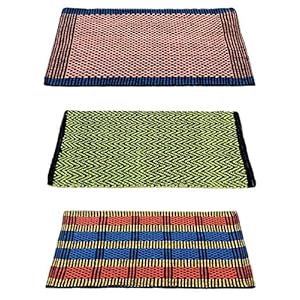 Story@Home Traditional Style Eco Series Cotton Blend Traditional Doormats (Multicolour, Set of 3)
