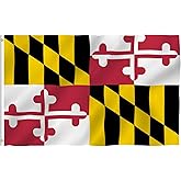 Anley Fly Breeze 3x5 Foot Maryland State Polyester Flag - Vivid Color and Fade proof - Canvas Header and Double Stitched - Maryland MD Flags with Brass Grommets 3 X 5 Ft