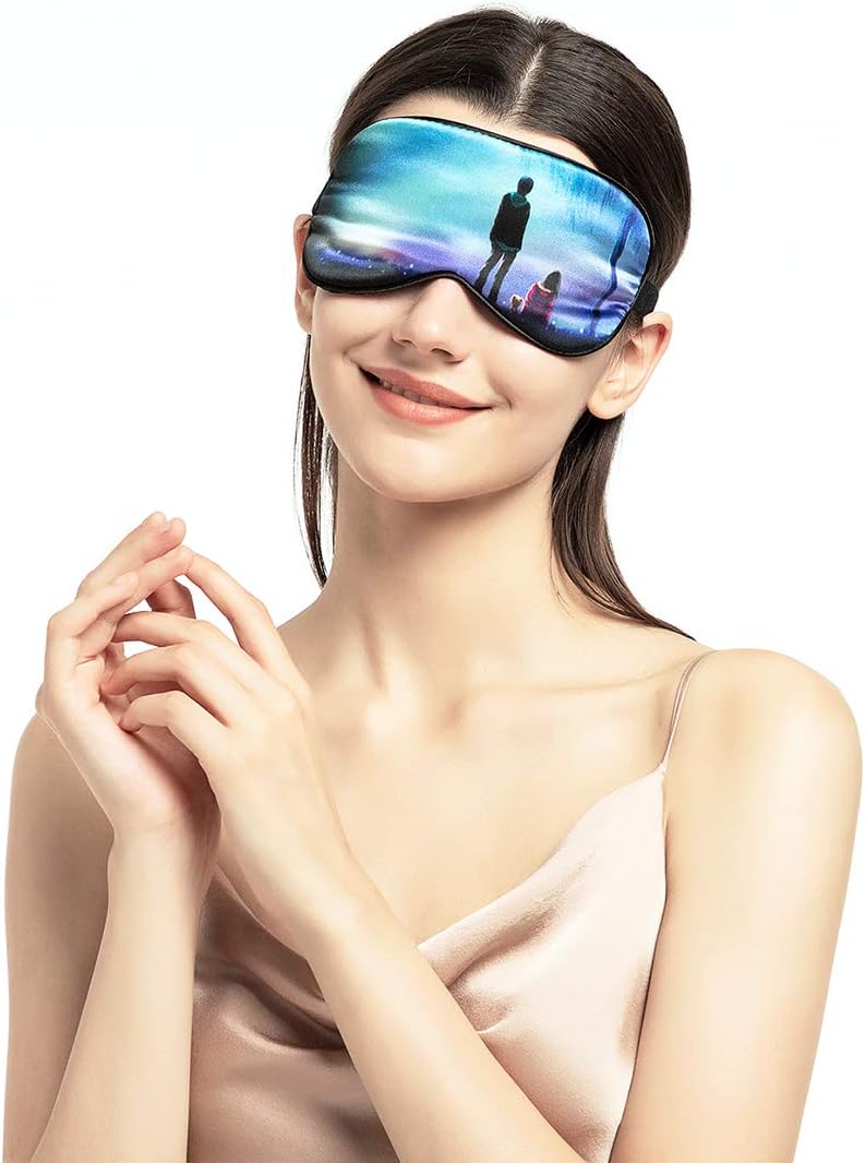 NMM Global 100% Mulberry Silk Sleep Mask Blackout, Cute Natural Sleeping Mask with Adjustable Elastic Strap, Satin Eye Cover for Men Women Adults (Star): Health & Personal Care