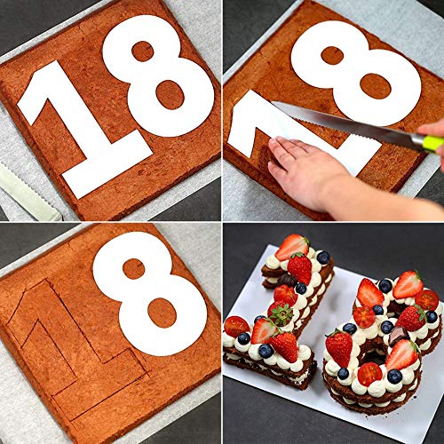EORTA 0-8 Numeral Cake Tins Molds Arabic Number Cake Maker Decorative Fillings Layered Cake Baking Tools for DIY Wedding Birthday Anniversary, White, 12 Inch - Thumbnail 7