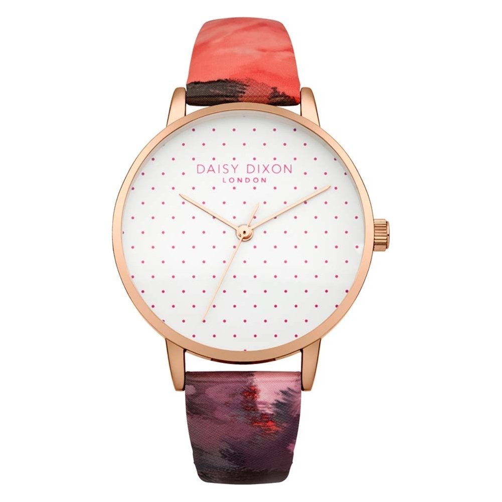 Daisy Dixon Suki Women's Quartz Watch with White Dial Analogue Display and Multicolour Leather Strap DD008PRG