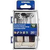 Dremel 726-01 20 Piece Cleaning/Polishing Rotary Tool Accessory Kit | Kit Includes Bristle Brushes, Felt Polishing Wheels, Polishing Compound, Mandrels, Steel Brushes