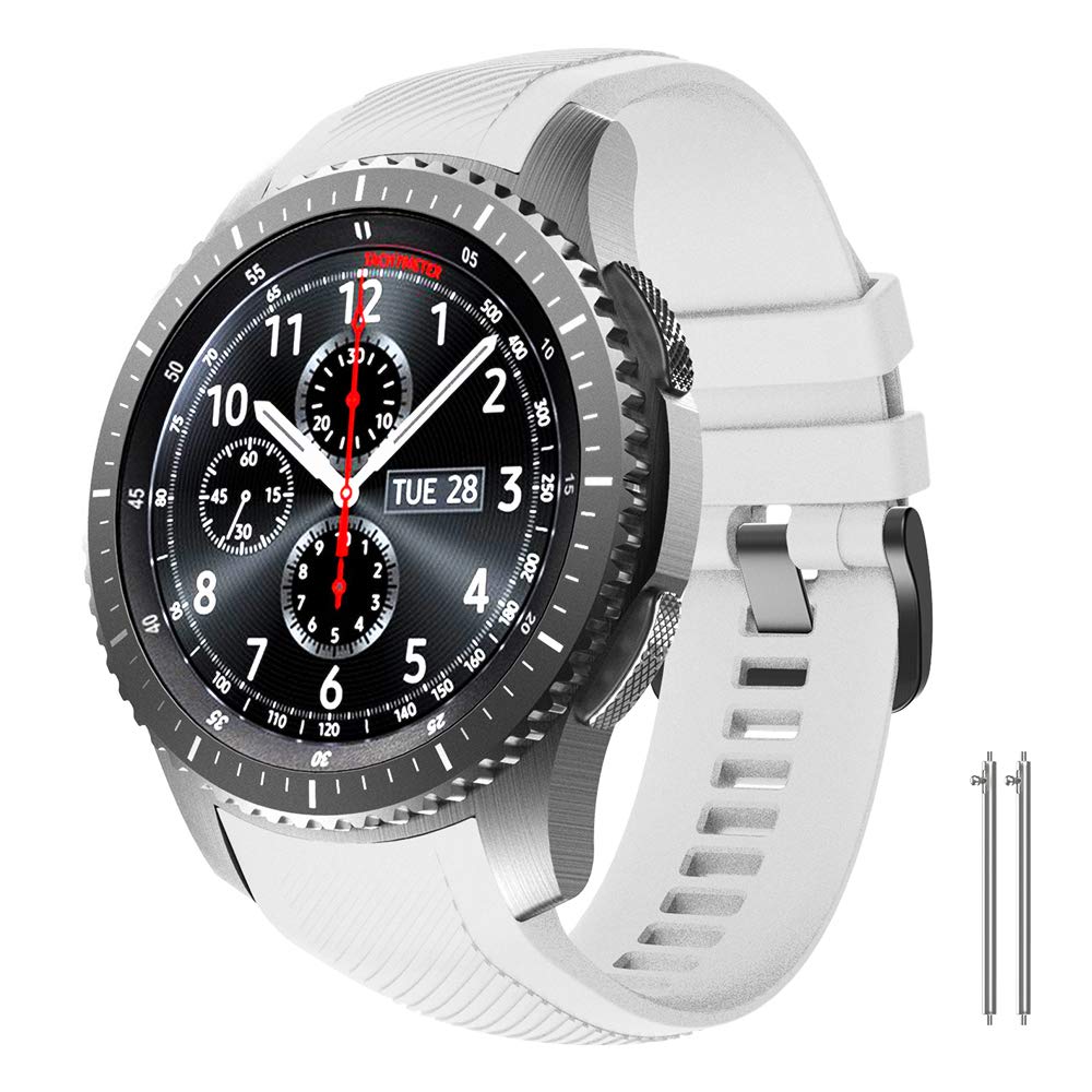 NotoCity for Gear S3 Frontier Band No Gaps,Silicone Replacement Band for Samsung Gear S3 Frontier/Gear S3 Classic/Galaxy Watch 46mm(white)