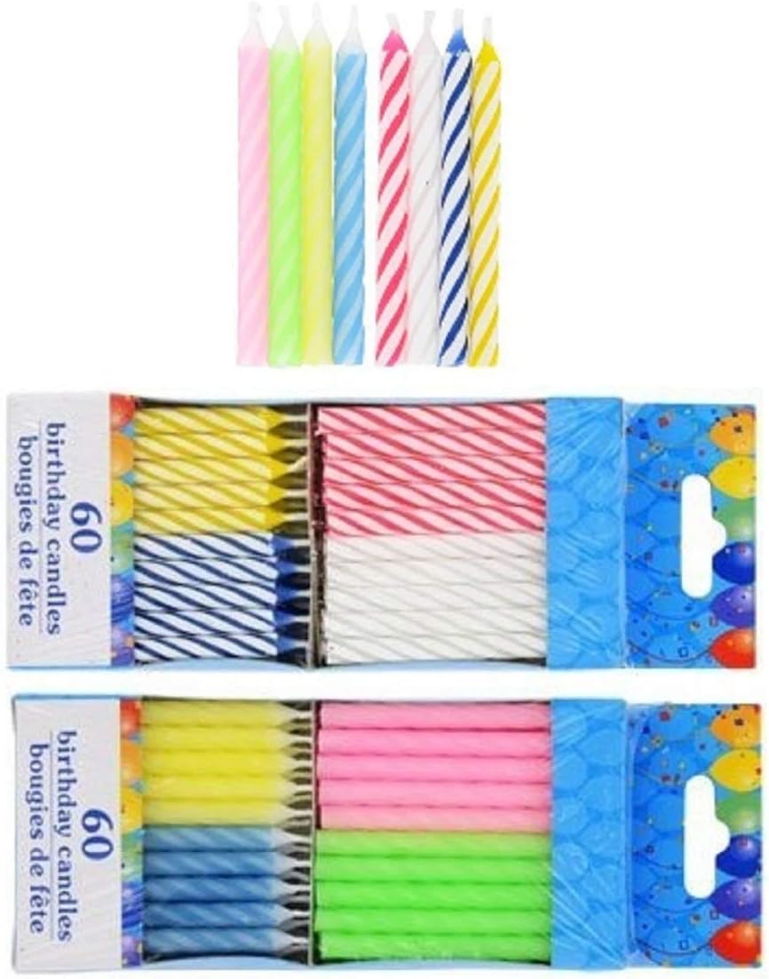 120 Spiral Birthday Candles 60 Pastel and 60 Spiral Brights: Home & Kitchen