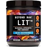 BEYOND RAW GNC LIT V2 Pre Workout Powder, Blue Raspberry, 30 Servings | Delivers Caffeine, Beta-Alanine, Creatine Monohydrate, and L-Citrulline to Support Energy, Muscle Pumps, and Hydration