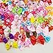 Hixixi 50pcs/pack Pet Cat Dog Hair Bows Multicolor Rhinestone Beads Flowers Topknot With Rubber Bands Puppy Hair Accessories Mix Color Random