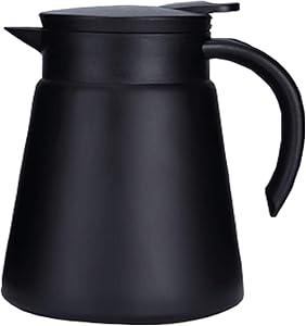 JOYSIP 30oz Stainless Steel Thermal Coffee Carafe Thermos with Handle, Double Walled Vacuum Insulated Pot for Hot Water, Tea, Coffee, 12 Hour Heat Retention, 900ml (BLACK)