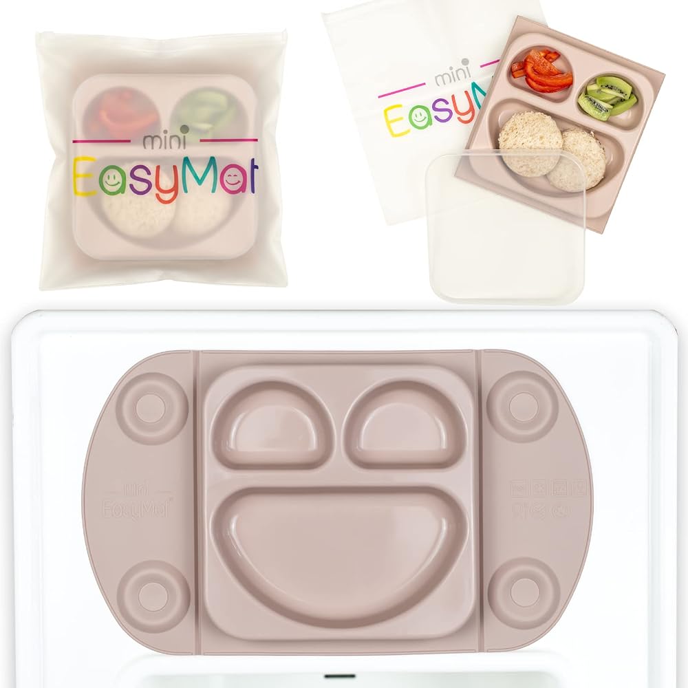 EasyMat EasyTots Mini Portable Silicone Baby Suction Plate Mauve
