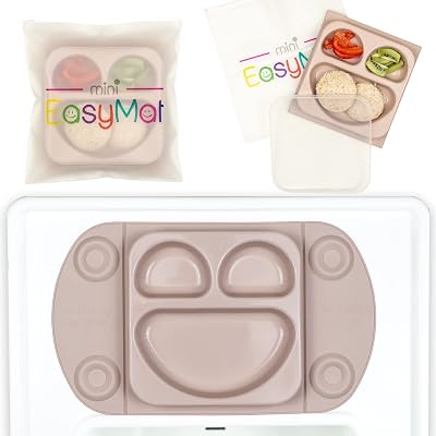 EasyMat EasyTots Mini Portable Silicone Baby Suction Plate Mauve