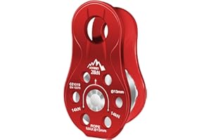 AINIKEY Fixed Plate Micro Pulley, 28KN CE Certified General Purpose Small Aluminum Rope Pulleys Slack Tender for Hauling/Rigging/Climbing/Aloft Work/Rappelling etc (One Unit (28KN Pulley Red))