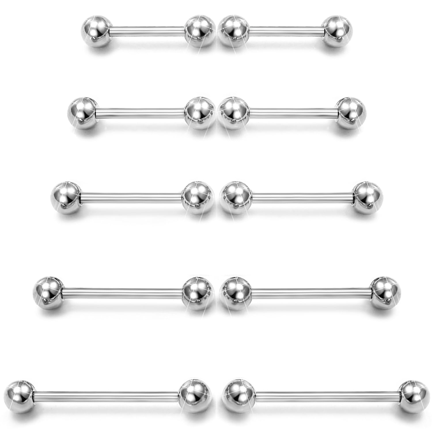 Prjndjw 14G Surgical Steel Nipple Rings Tongue