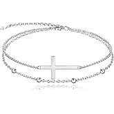MANBU Sterling Silver Cross Bracelet for Women: Faith Cross Adjustable Bracelet Jewelry Faith Gifts for Teens