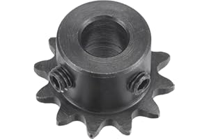 uxcell 12 Tooth Roller Sprocket B Type, #25 Chain, Single Strand 1/4" Pitch, 8mm Bore Black Oxide C45 Carbon Steel with Set S