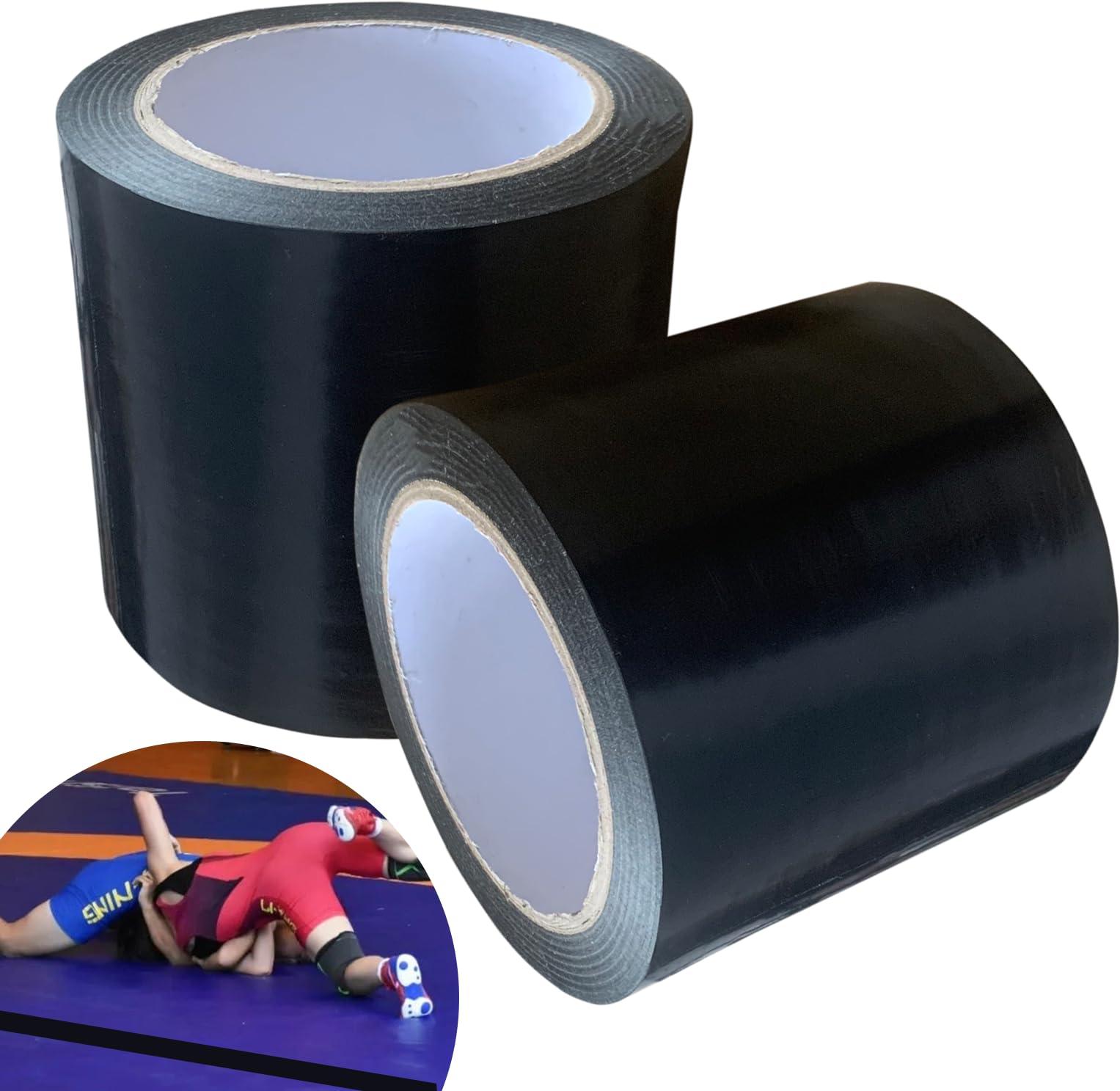 Photo 1 of 2 Rolls Wrestling Mat Tape 4'' x 108.2' Carpet Tape for Carpet Seam 7 Mil Carpet Tape Seaming Cover Tape Strong Adhesive Tape for Wrestling Grappling Exercise