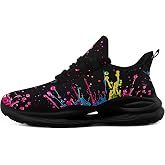 coolcustomize Paint Splatter Running Shoes, Breathable Artistic Casual Athletic Sneakers for Walking Gym Daily Wear