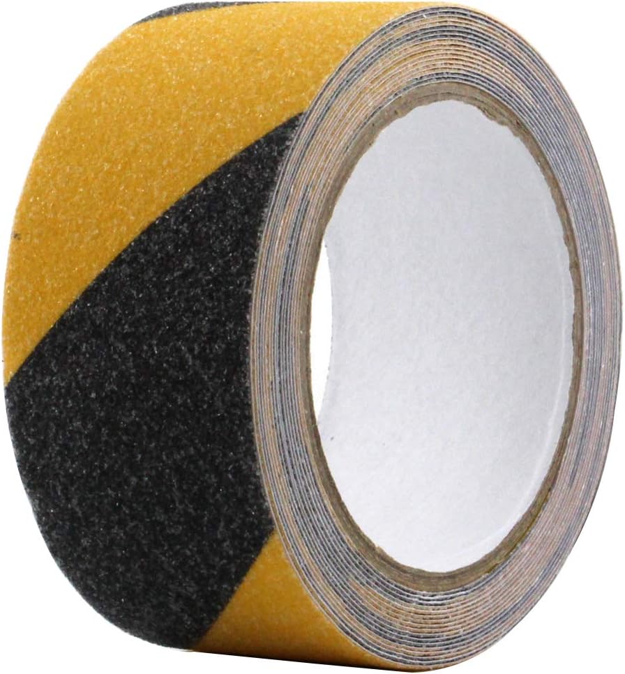 Non Slip Safety Grip Tape for Stairs Steps 2 Inch X 16.3 Foot - Indoor Outdoor Non Skid Tread High Traction Friction Friction Abrasive Adhesive Tape Yellow and Black (2" X 5.4yd, Black/Yellow)