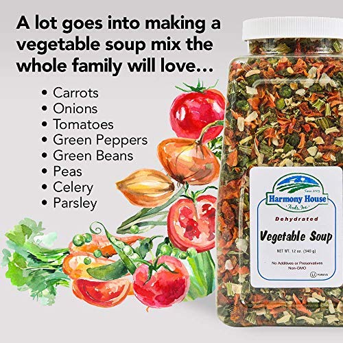 Premium Vegetable Soup Mix Dehydrated (12 oz. Quart Size Jar) by