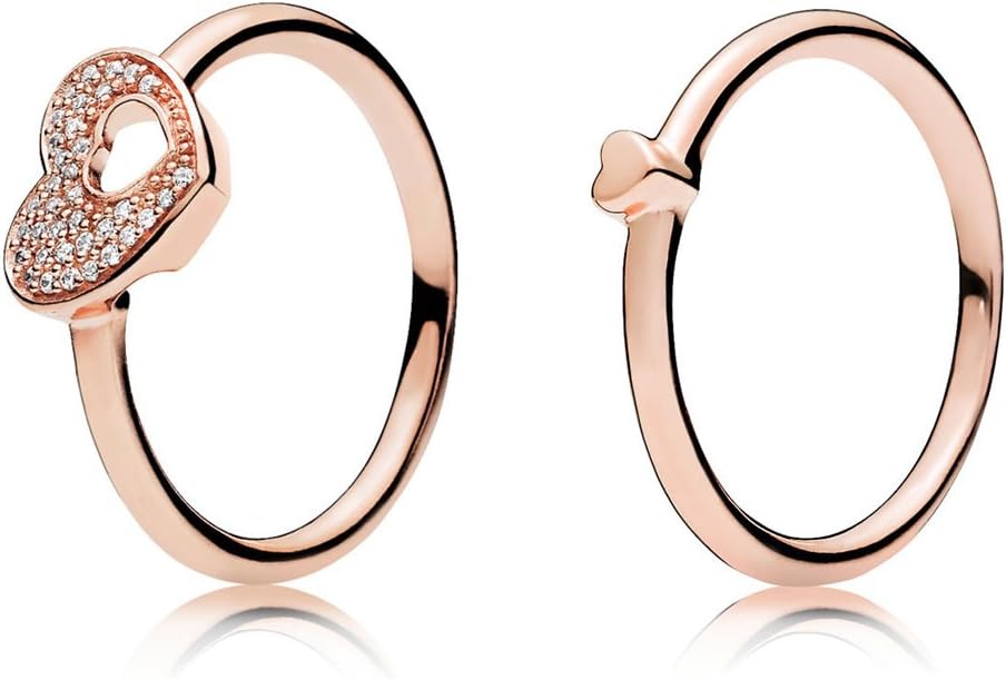 Puzzle Heart Ring Set Rose gold plated 925 Sterling Silver