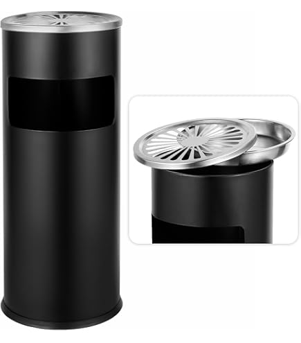 Stainless Steel Outdoor Ash Bin Trash Can - Standing Butt Receptacle With Inner Bucket