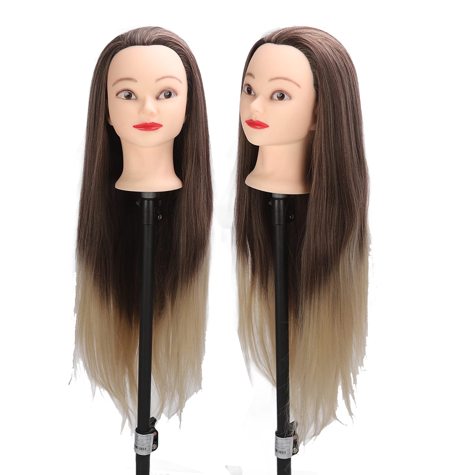 Real Hair Training Practice Head, Soft Hair Hairdressing Styling Mannequin Head Hat Display for Ironing Braiding, No Wig Clamp, Blonde