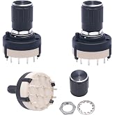 Taiss 3pcs Rotary Switch RS26 4P3T 4 Pole Position 3 Selectable Band Rotary Channel Selector Switch Single Deck Rotary Switch Band Selector + 3pcs knob