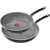 T-Fal Preserve Ceramic Nonstick Frying Pan 2-Pc Set, 8.5" & 11", Oven Broiler Safe up to 350°F Cookware, InoCeram Glide Technology, Frying Pan Skillet, Pots & Pans, Black
