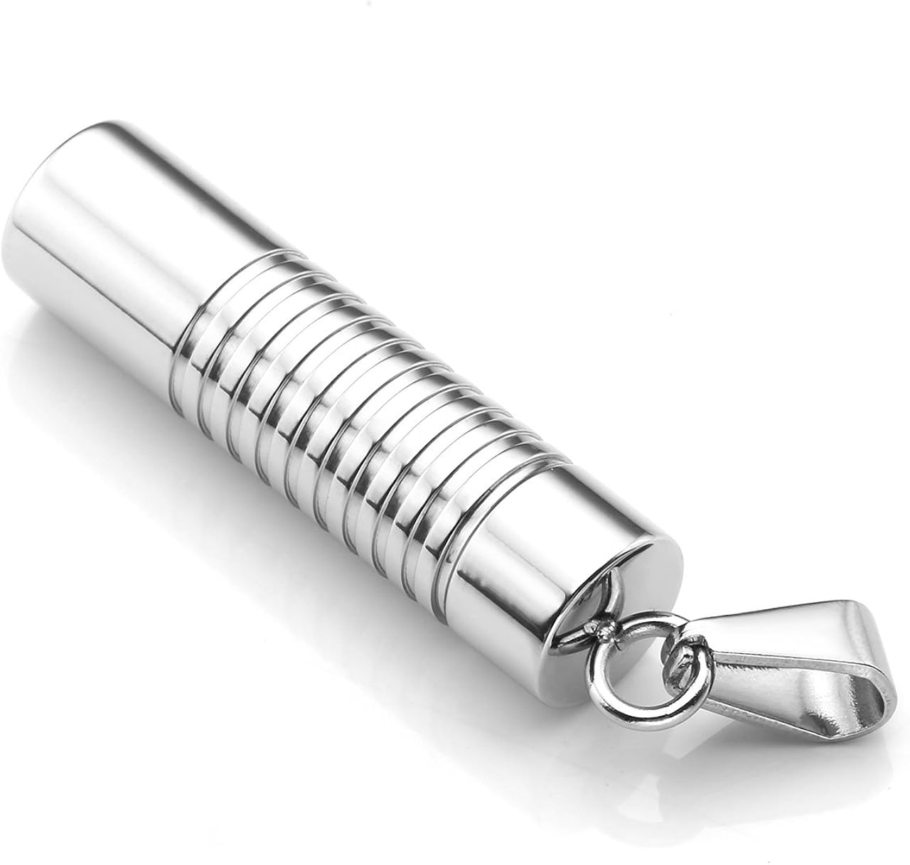 Jovivi Silver Urn Necklace for Ashes Keepsake Cremation Jewellery Men Women Memorial Stainless Steel Cylinder Bullet Pet Hair Locket Pendant Chain & Filler Kit - Image 3
