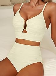 Herseas Womens Sexy U Wired Ruched Push Up 2 Piece