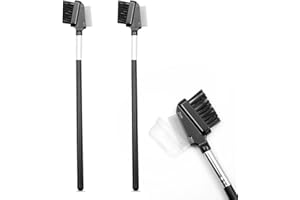 2pcs Dual-Sided Eyelash and Eyebrow Spoolie Brush,Reusable Comb with Stainless Steel Teeth and Soft Nylon Bristles for Separa
